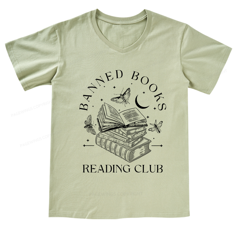 Pagewings Banned Book Reading V-neck T-shirt