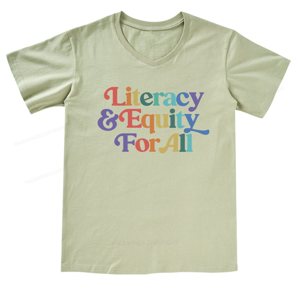 Pagewings Literacy & Equity For All V-neck T-shirt