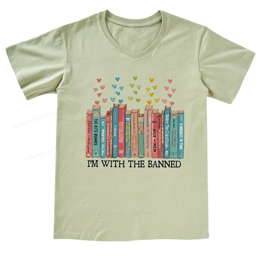 Pagewings I'm With The Banned  V-neck T-shirt