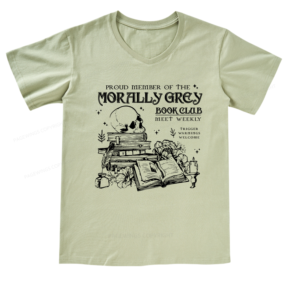 Pagewings Morally Grey Book Club V-neck T-shirt