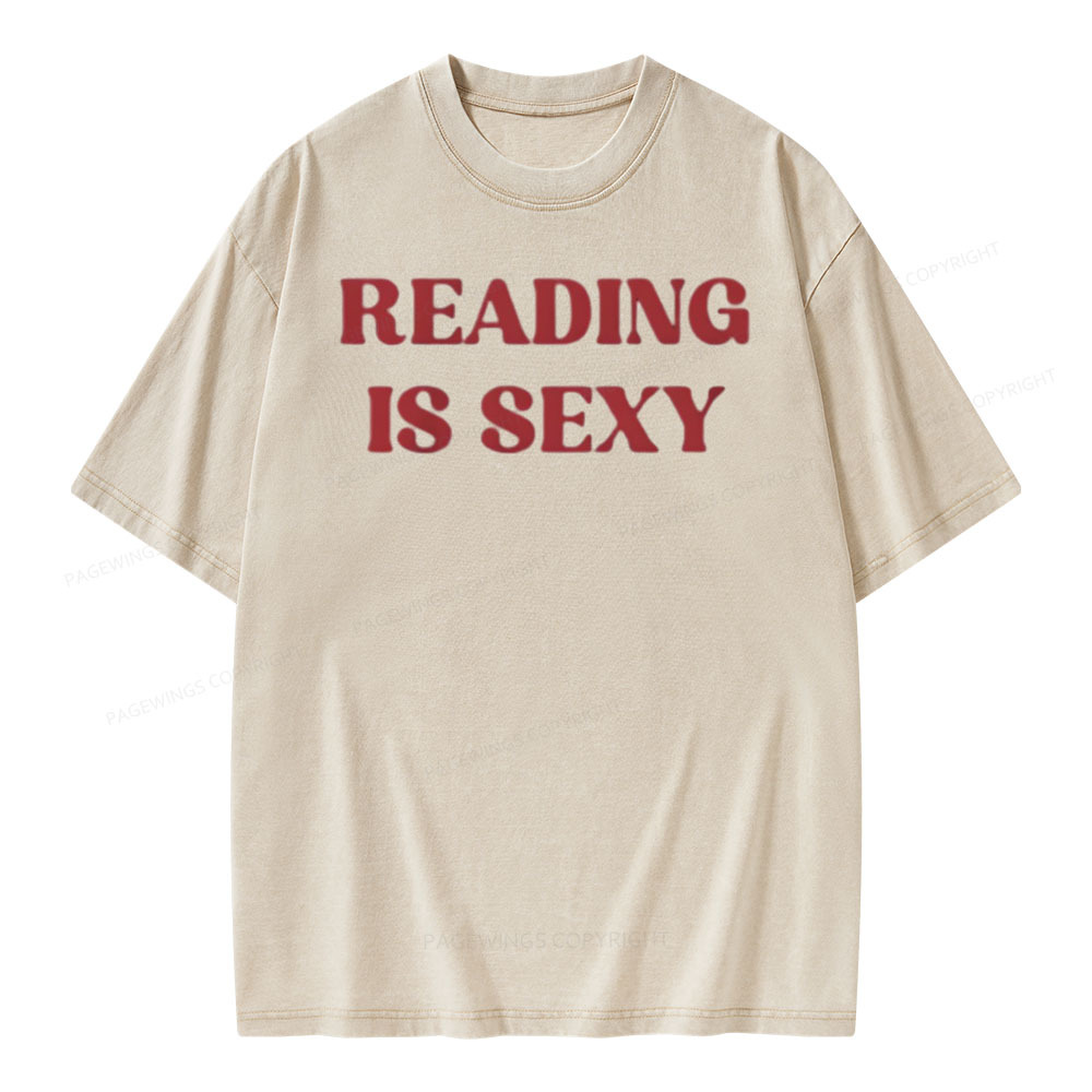 Pagewings Reading Is Sexy Shirt, Book Lover Shirt Unisex Washed T-shirt