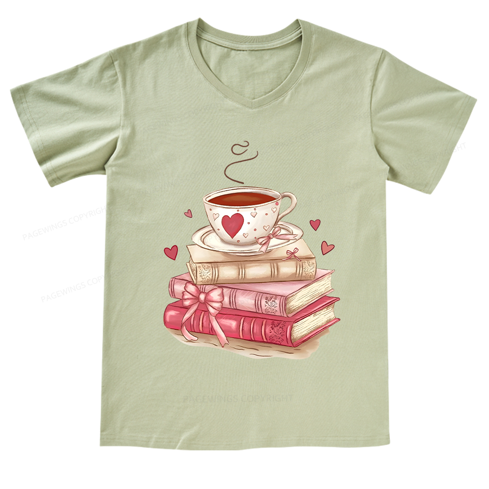 Pagewings Book Lover Valentine Sweatshirt V-neck T-shirt