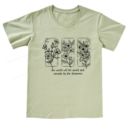 Pagewings The World Will Be Saved And Remade By The Dreamers V-neck T-shirt