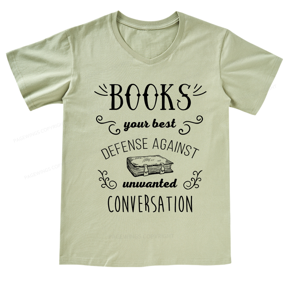 Pagewings Books your best defense Book Reading V-neck T-shirt