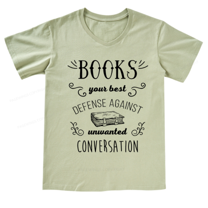 Pagewings Books your best defense Book Reading V-neck T-shirt