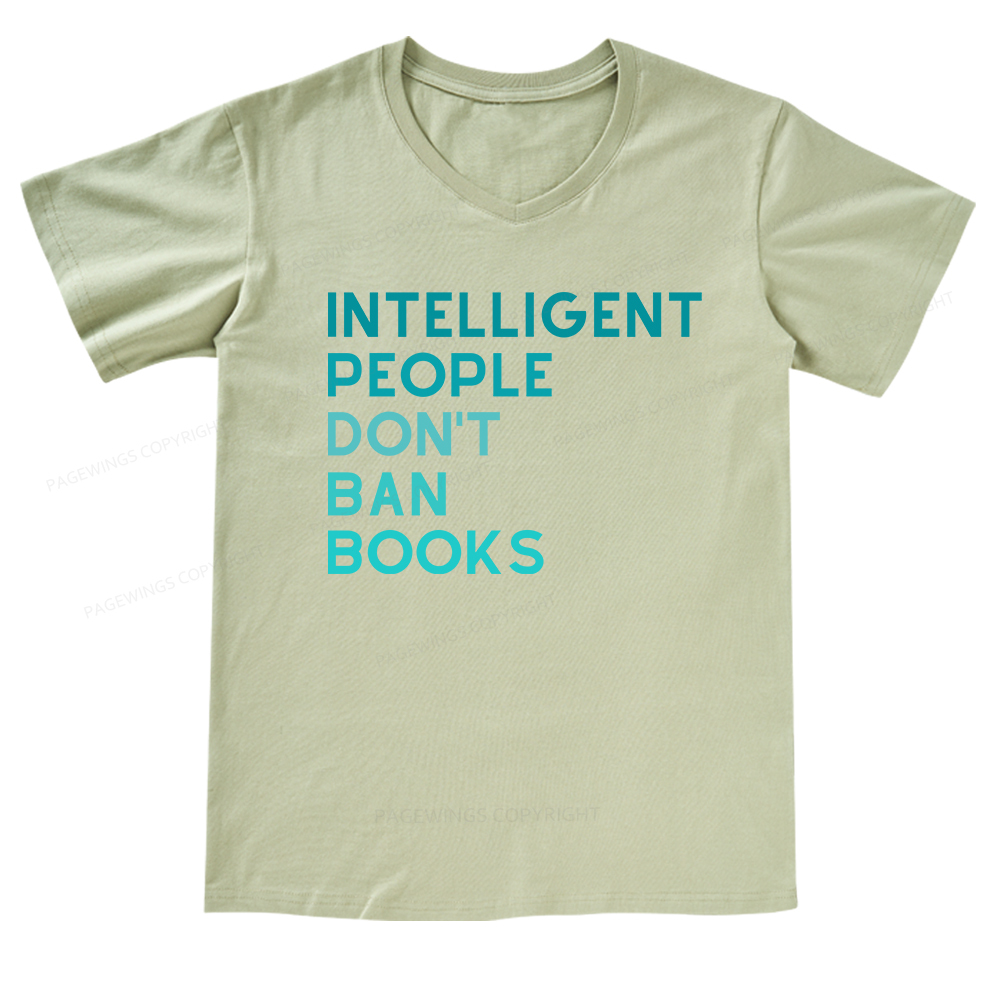 Pagewings Intelligent People Don't Ban Books V-neck T-shirt