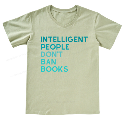 Pagewings Intelligent People Don't Ban Books V-neck T-shirt