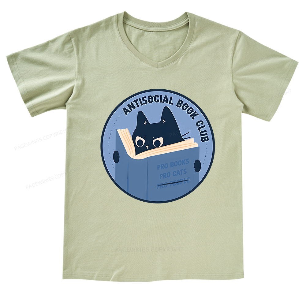 Pagewings Anitisocial Book Club T-Shirt V-neck T-shirt