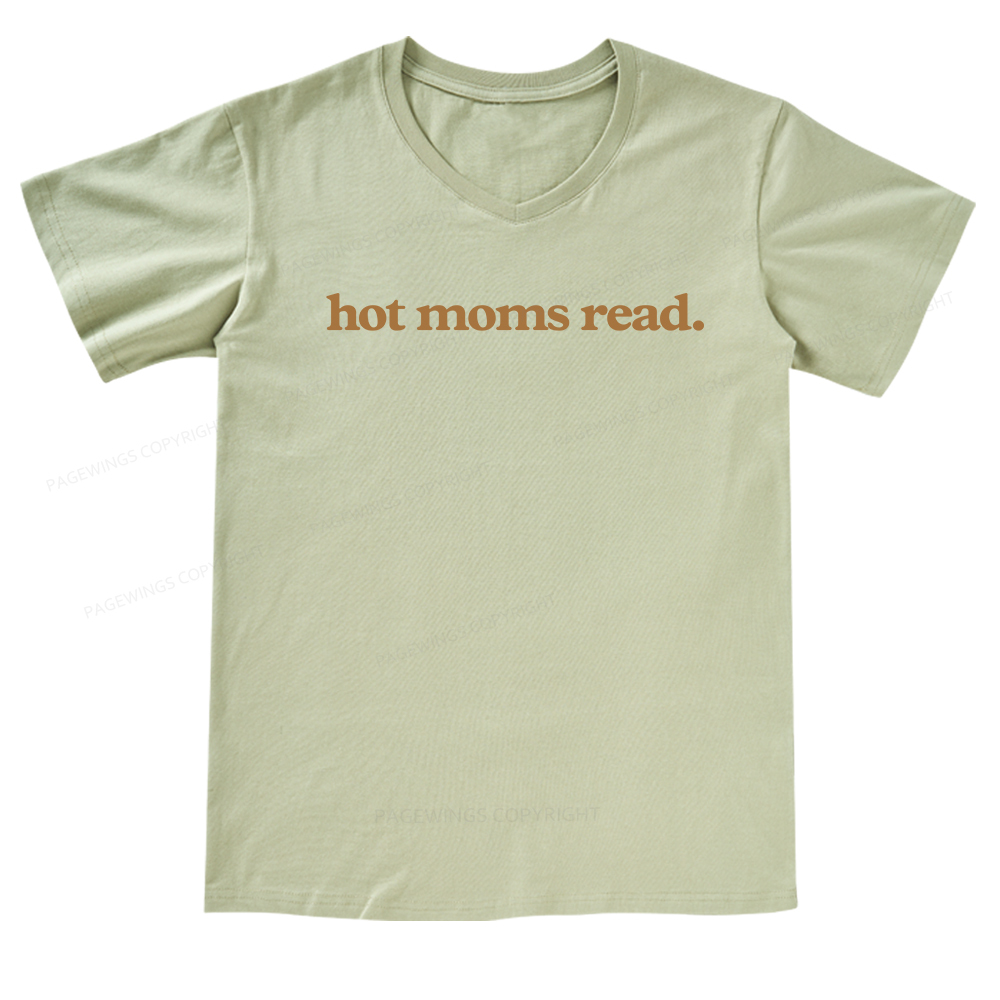Pagewing Hot Moms Read V-neck T-shirt
