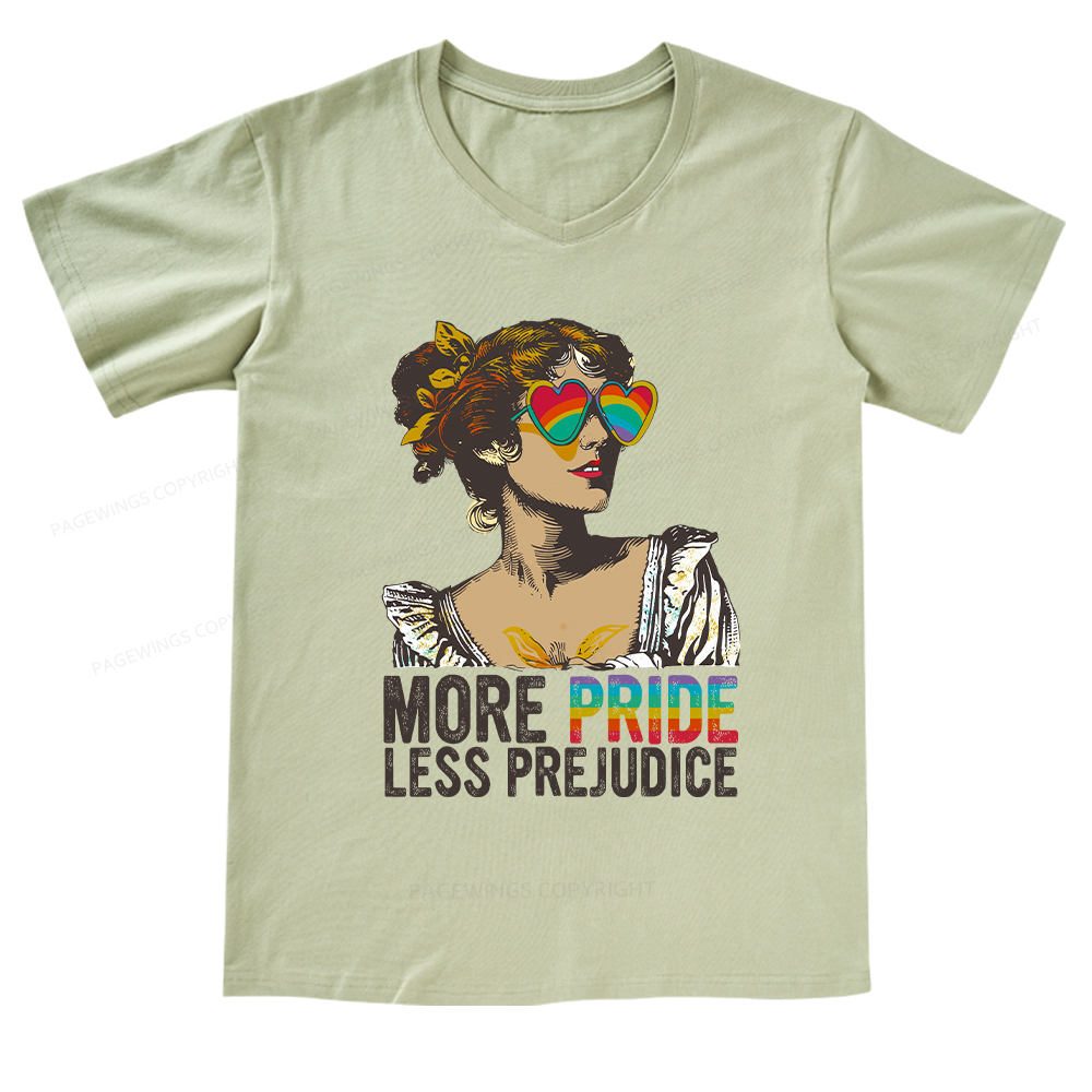 Pagewings More Pride Less Prejudice V-neck T-shirt