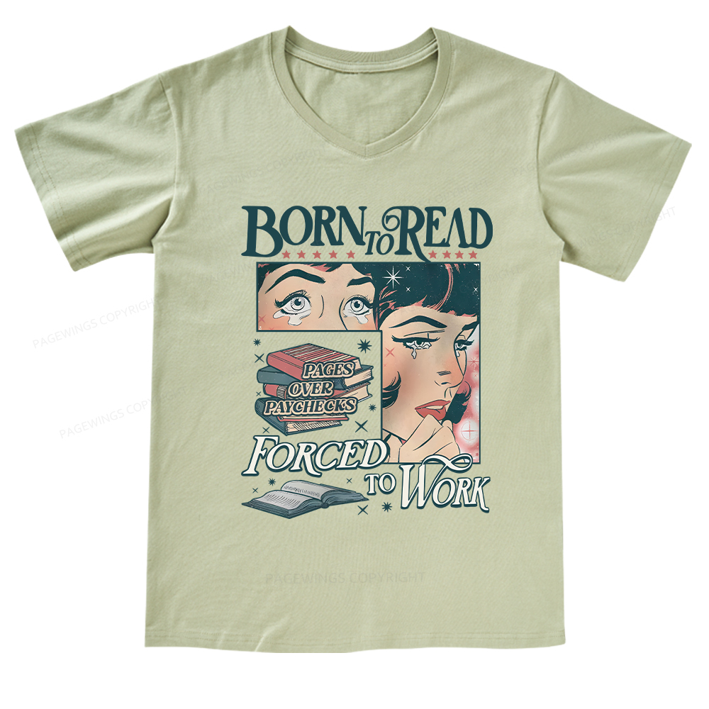 Pagewings Born To Read Bookish Comfor V-neck T-shirt