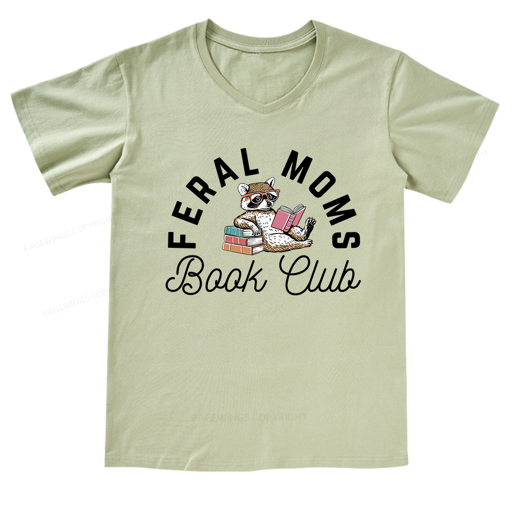 Pagewings Feral Moms Book Club V-neck T-shirt