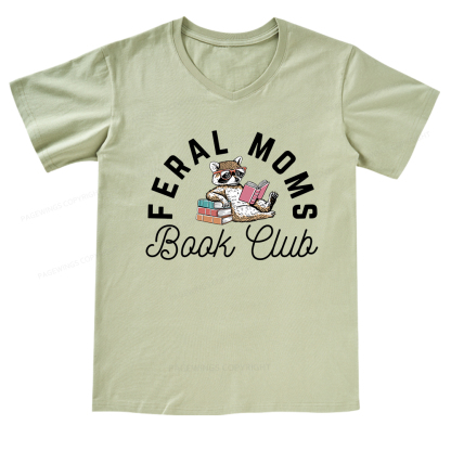 Pagewings Feral Moms Book Club V-neck T-shirt