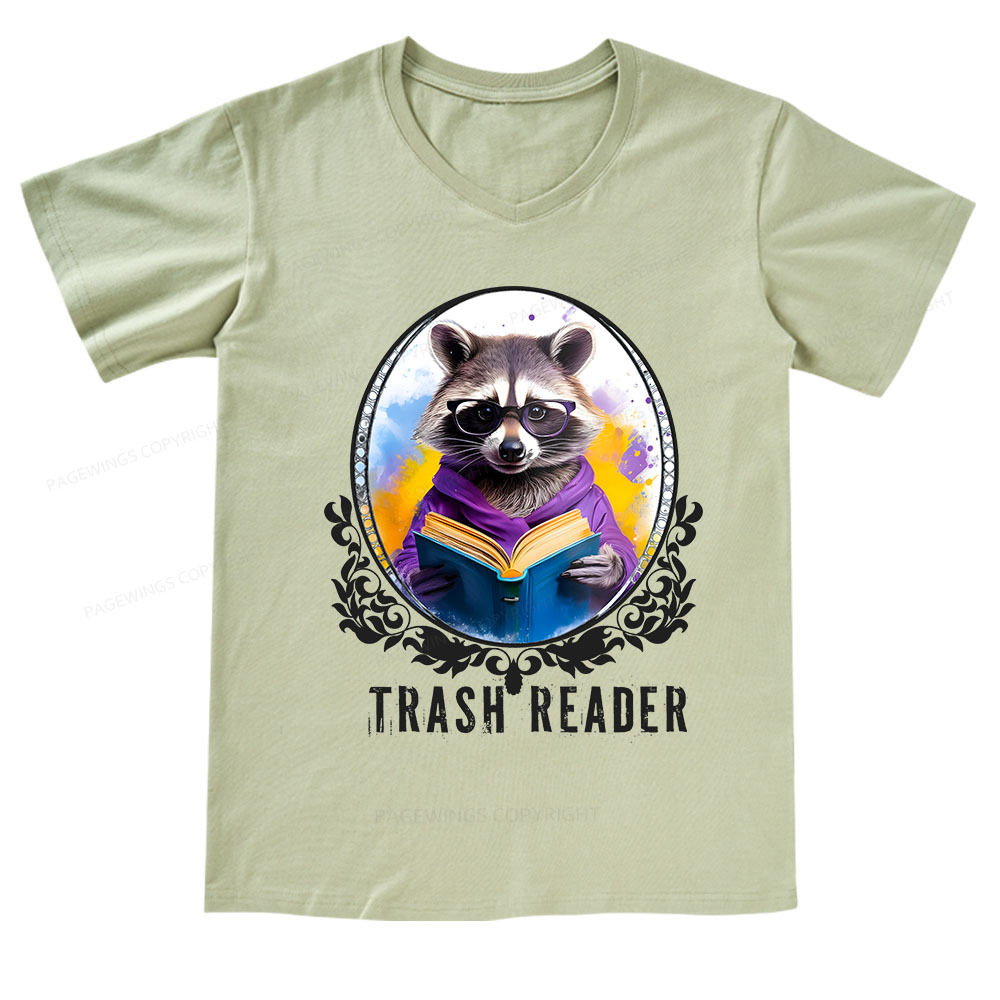 Pagewings Trash Reader V-neck T-shirt