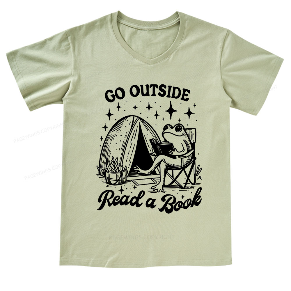 Pagewings Go Outside V-neck T-shirt