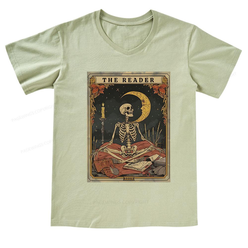 Pagewings The Reader Tarot Card V-neck T-shirt