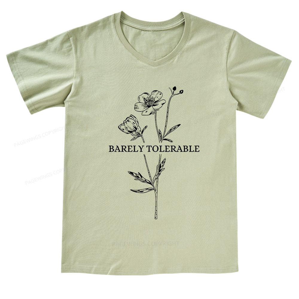 Pagewings Barely Tolerable V-neck T-shirt