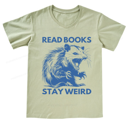 Pagewings Read Books Stay Weird V-neck T-shirt