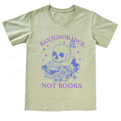 Pagewings Ban Lgnorance Not Books V-neck T-shirt