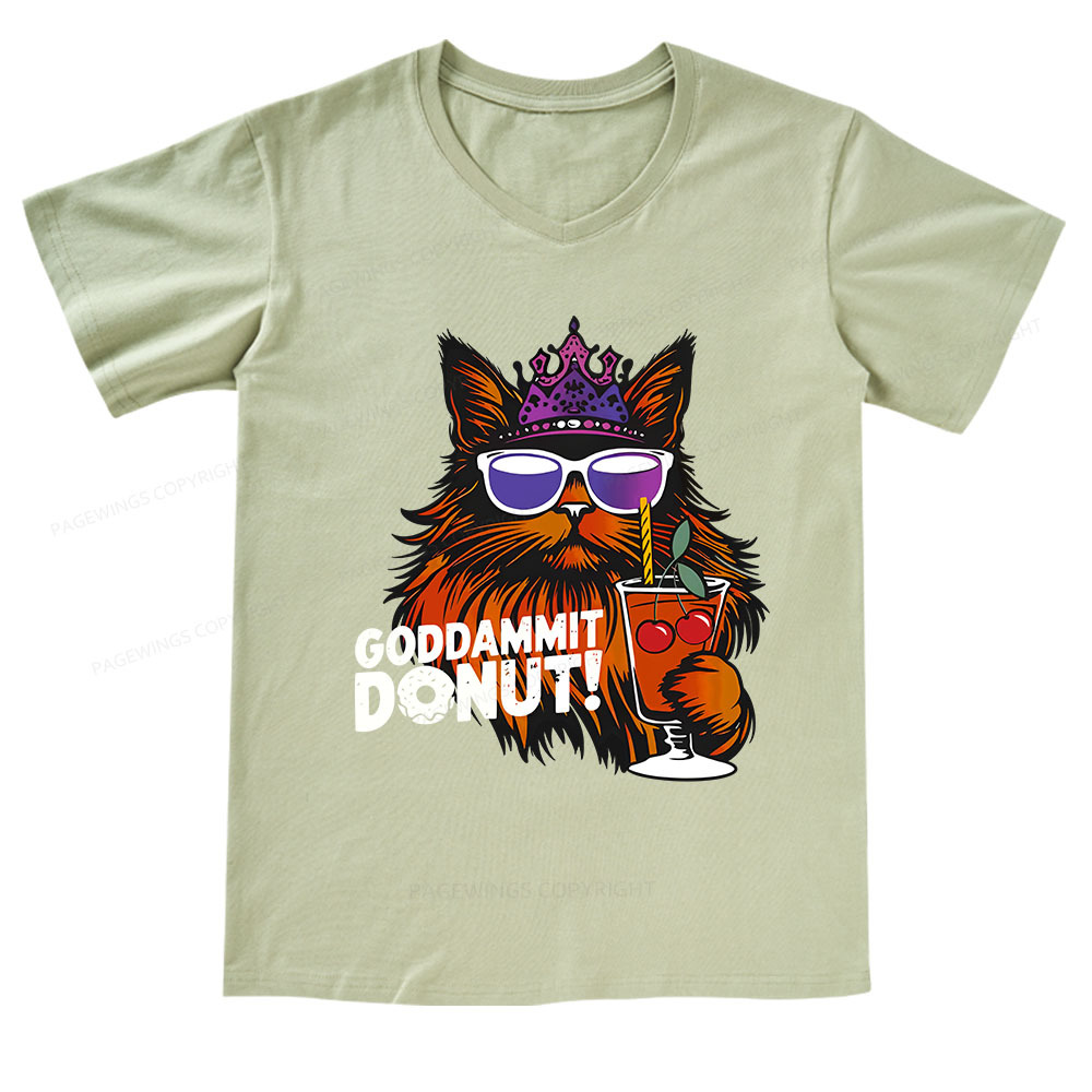 Pagewings Goddammit Donut V-neck T-shirt