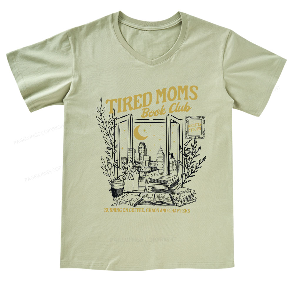 Pagewings Tired Moms Book Club V-neck T-shirt