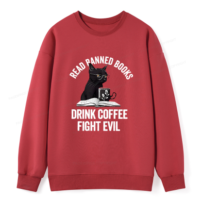 Pagewings Read Books Drink Coffee Fight Evil Shirt Unisex Classic Sweatshirt