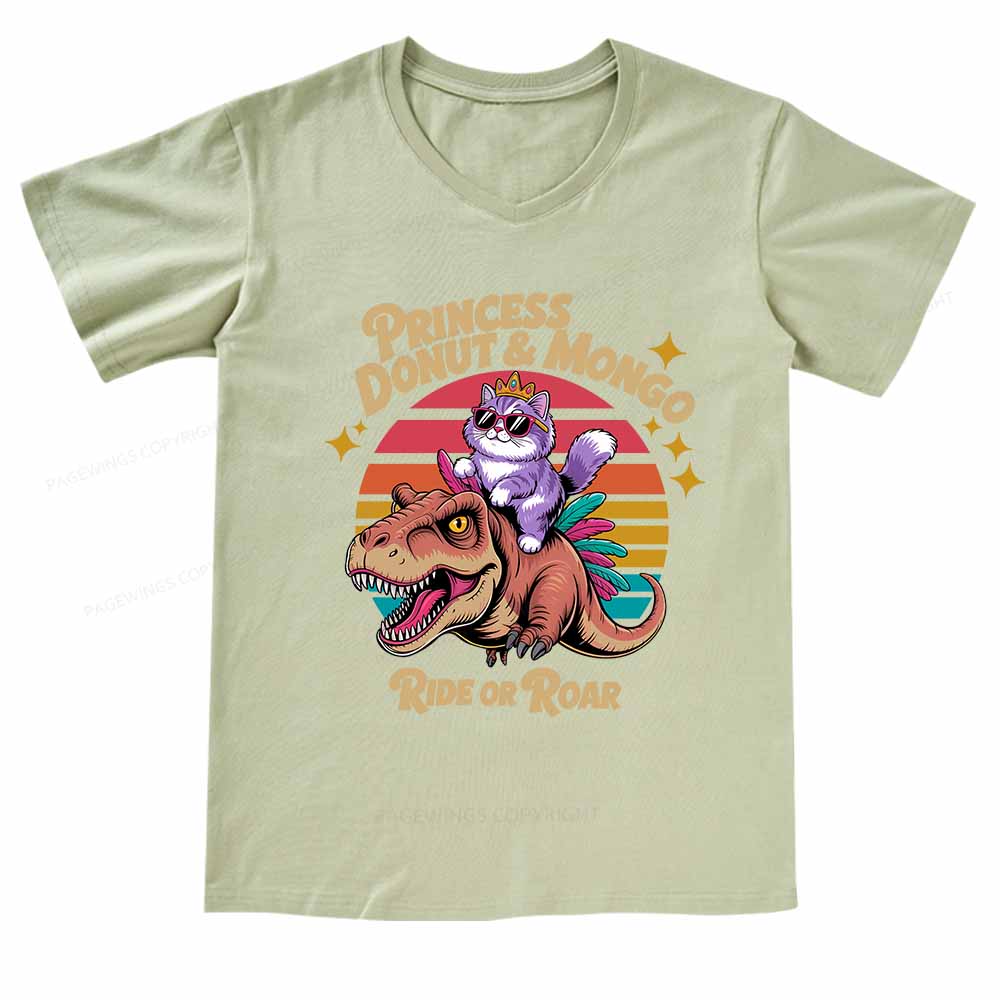 Pagewings Princess Donut & Mongo  V-neck T-shirt