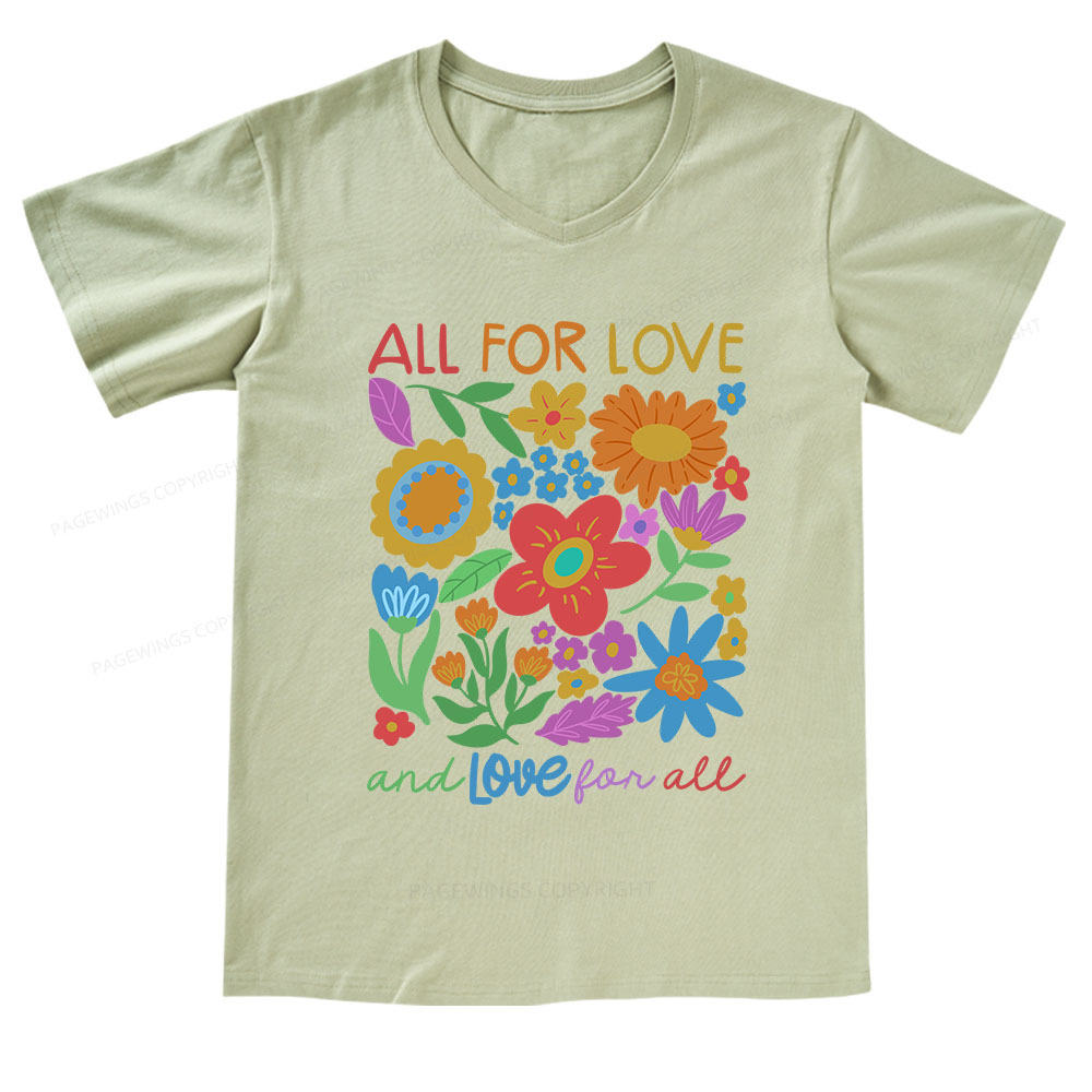 Pagewings All For Love  V-neck T-shirt