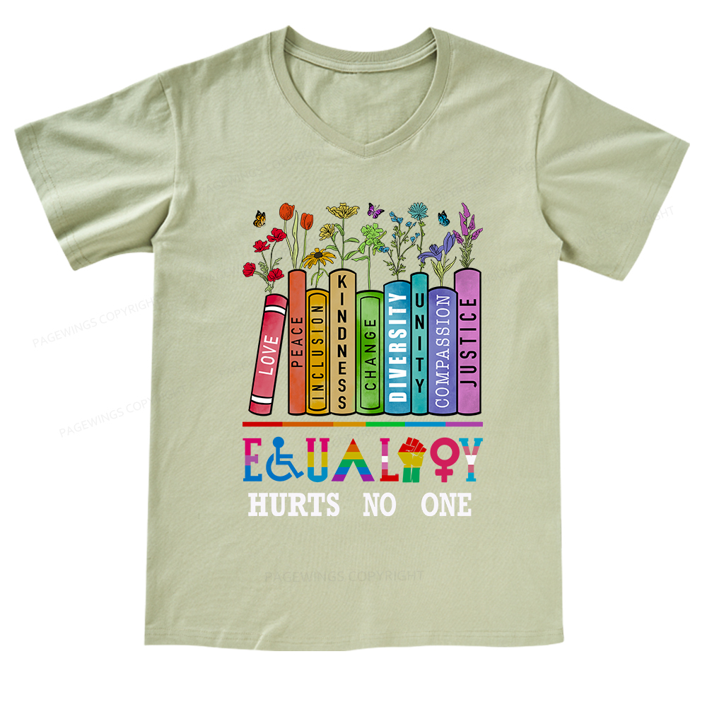 Pagewings Equality Hurts No One V-neck T-shirt