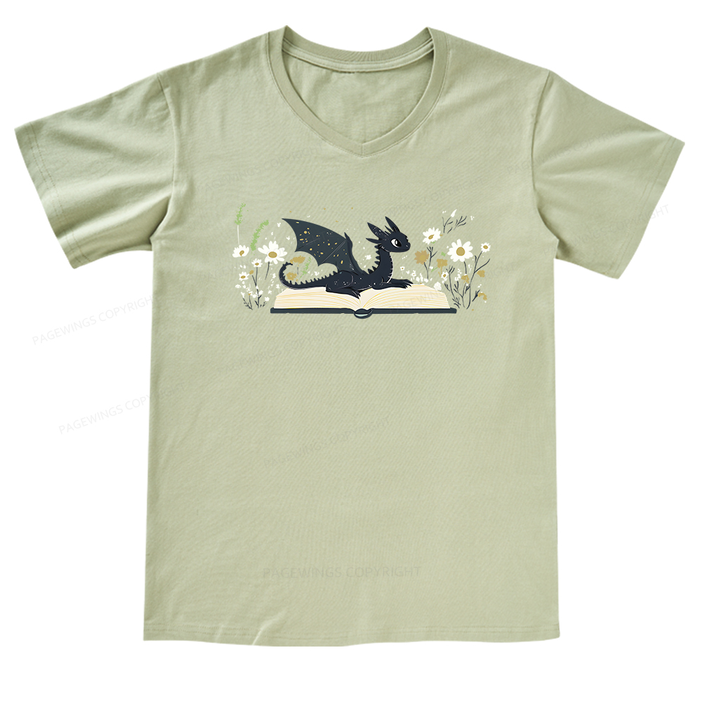 Pagewings Dragon Book V-neck T-shirt