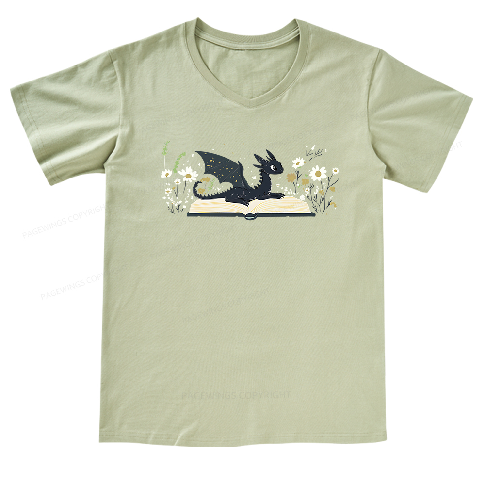 Pagewings Dragon Book V-neck T-shirt