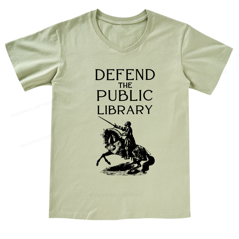 Pagewings Defend The Public Library V-neck T-shirt