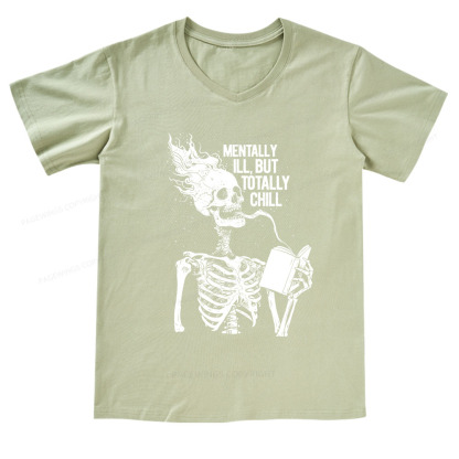 Pagewings Mentally Ill But Totally Chill V-neck T-shirt