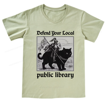 Pagewings Defend Your Local public library V-neck T-shirt