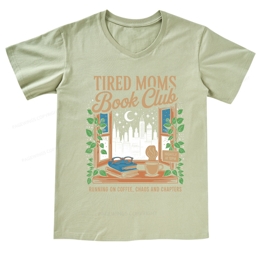 Pagewings Tired Moms Book Club V-neck T-shirt