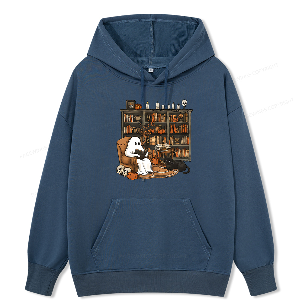 Pagewings Halloween Ghost Reading Books Unisex Classic Hoodie