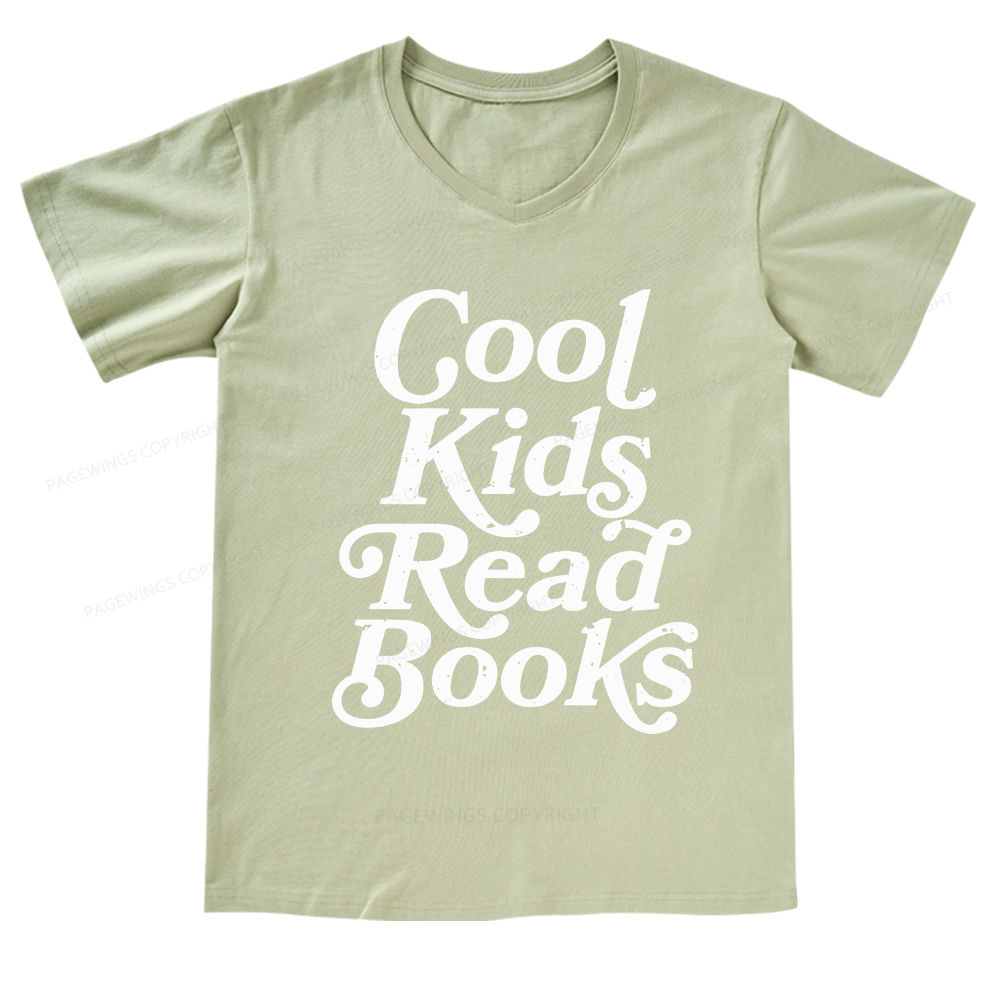 Pagewings Cool Kids Read Books V-neck T-shirt