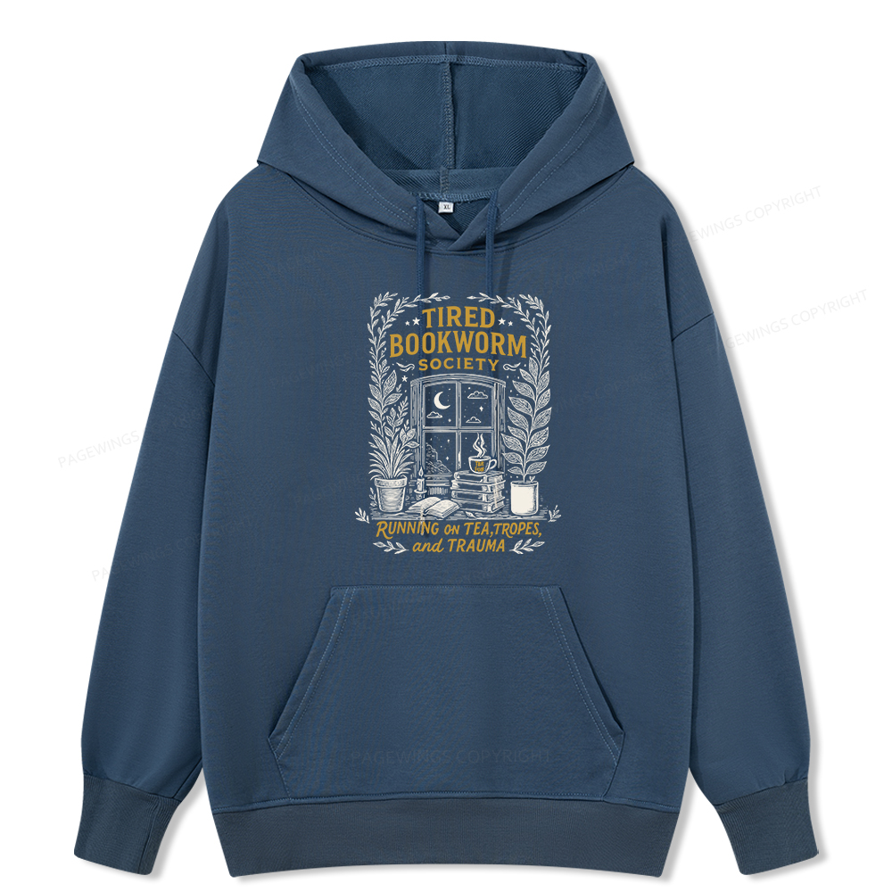 Pagewings Tired Bookworm Society Unisex Classic Hoodie