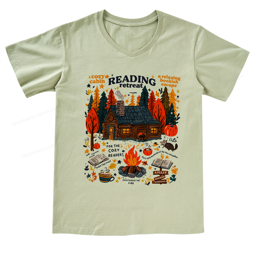 Pagewings Reading Retreat V-neck T-shirt