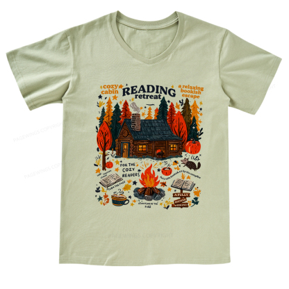 Pagewings Reading Retreat V-neck T-shirt