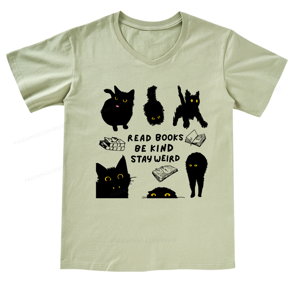 Pagewings Read Books Be Kind Stay Weird V-neck T-shirt