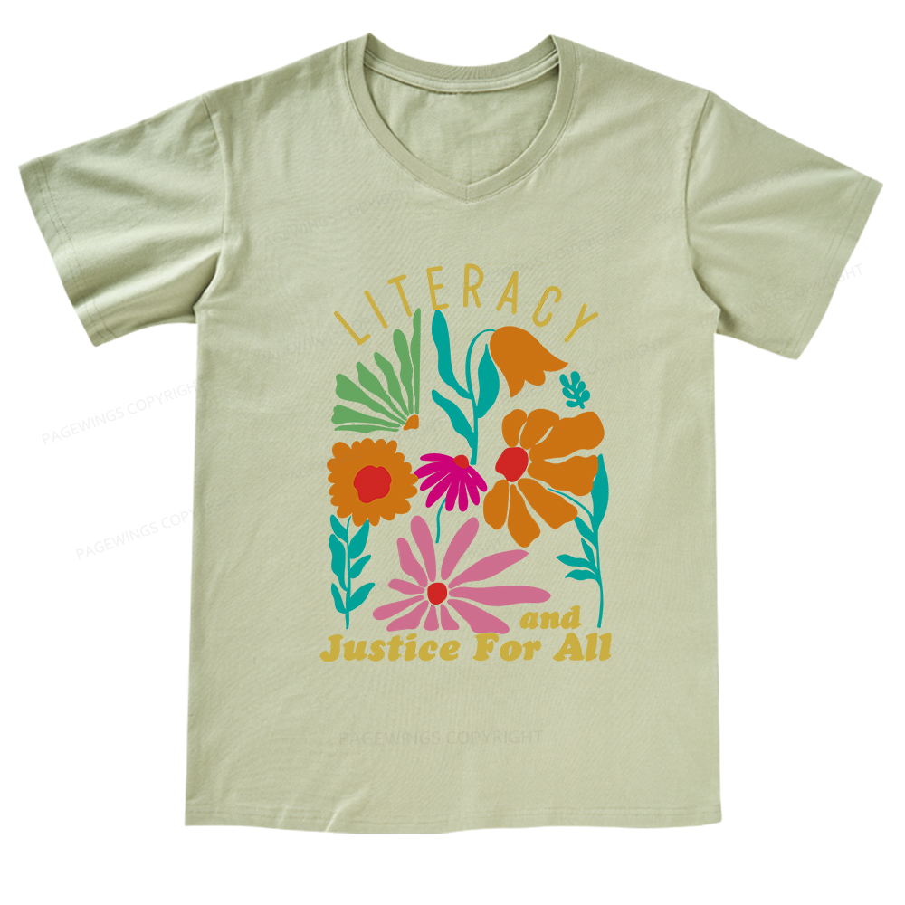 Pagewings Literacy And Justice V-neck T-shirt