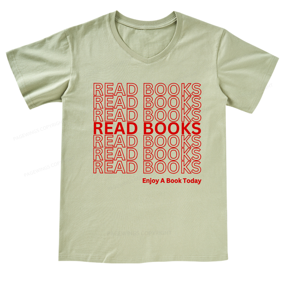 Pagewings Read Books Librarian V-neck T-shirt
