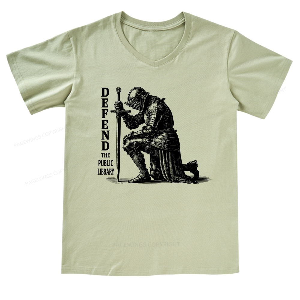 Pagewings Defend the Public Library V-neck T-shirt