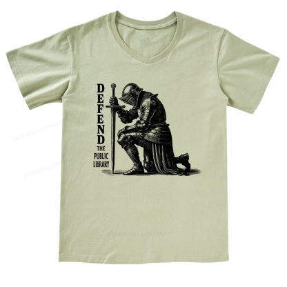 Pagewings Defend the Public Library V-neck T-shirt