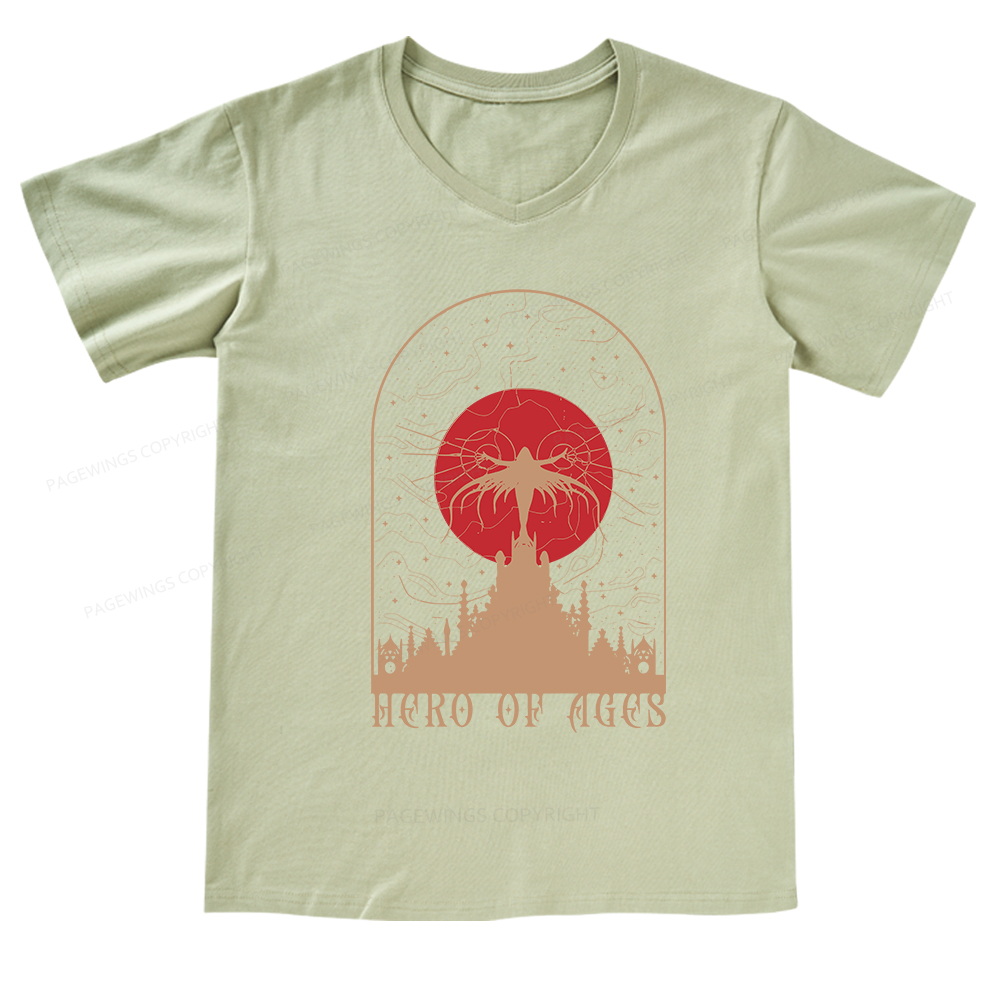 Pagewings Mist Bookish V-neck T-shirt
