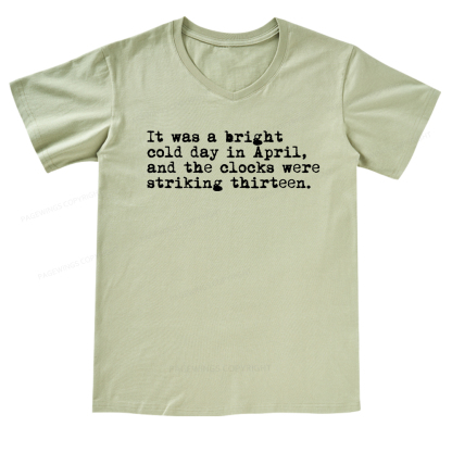Pagewings Orwell It Was A Bright Cold Day In April  V-neck T-shirt