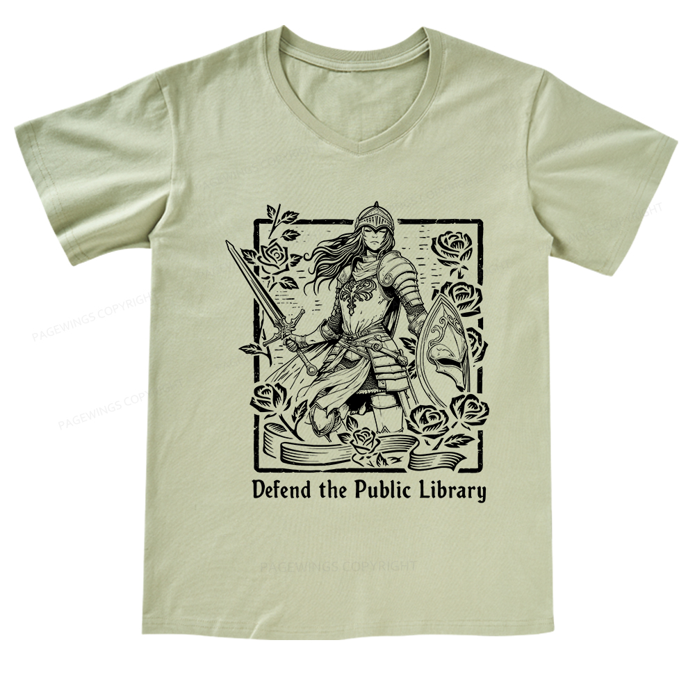 Pagewings Defend The Public Library V-neck T-shirt