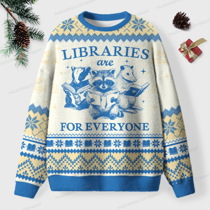 Pagewings Libraries Are For Everyone Unisex Ugly Knit Sweatshirt