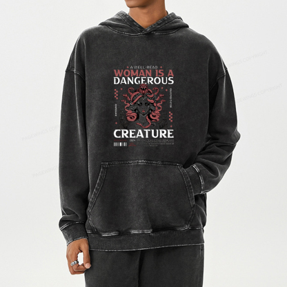 Pagewing A Well-Read Woman is A Dangerous Creature Unisex Washed Hoodie